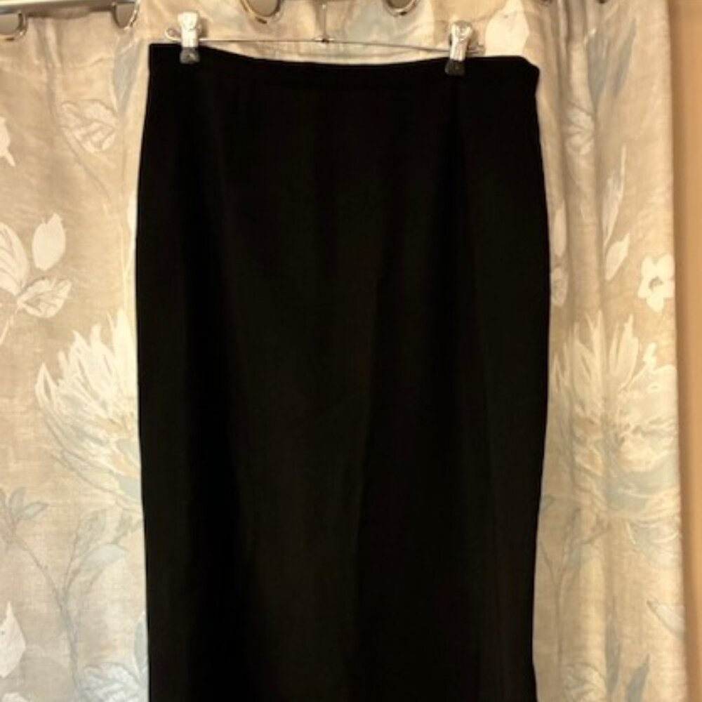 Villager Women's Petite Black Classic Straight Maxi Slit Lined Skirt Size 16P